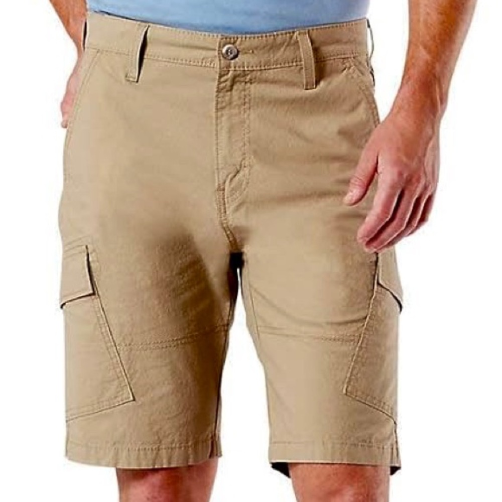 Men’s Khaki Cargo 10” Walking Short 42 Neutral Cotton Performance Stretch Casual